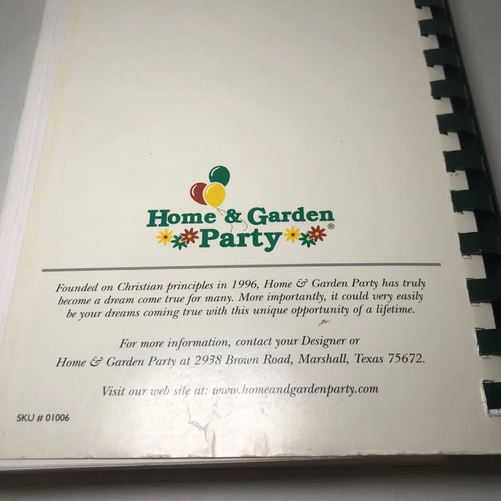 Home & Garden Party Cookbook II (2nd ED) Spiral Bound Cookbook Vintage 90's